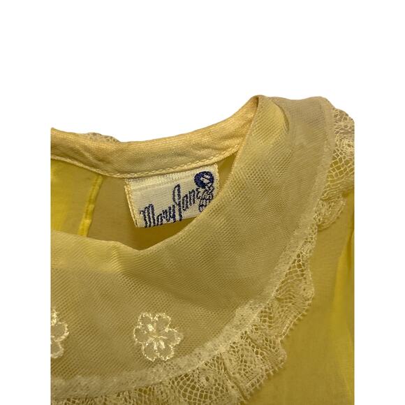 Vintage Infant Mary Jane Yellow Pleated Lace Dress, approx.9-12 months - Picture 8 of 9